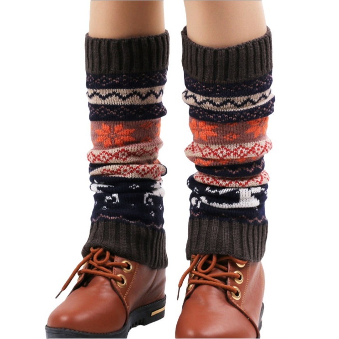 Christmas Knit Leg Warmers Knee Warm Boots Long Crochet Cover Thigh Legwarmers